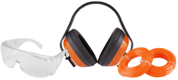 Kit Decespugliatore 1 / Occhiali, Protezione Uditiva, 2 Bobine Filo in Nylon