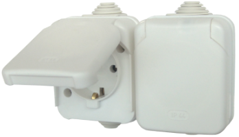 Presa PT Schuko Doppia con Coperchio Antigron IP 44