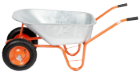 Carriola P con vasca zincata, con due ruote pneumatiche e cerchio in metallo
