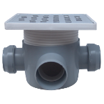 Sifone a Pavimento Quadrato con Rialzo SL 2 Ingressi 90° SP-H75-160-3