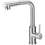 Rubinetto da Cucina Collo di Cigno Tipo L con Doccetta Estraibile INOX 5001